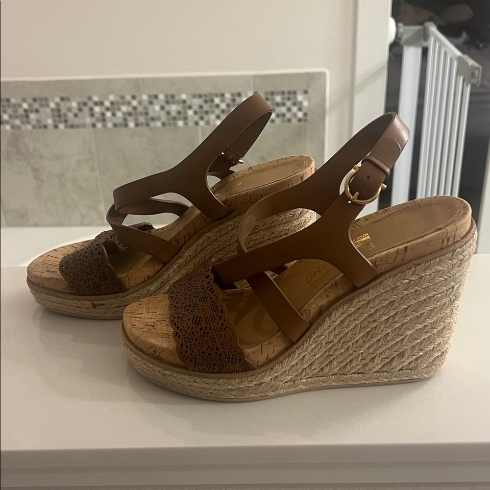 Salvatore Ferragamo Brown Wedge Sandals with Cork Detail
